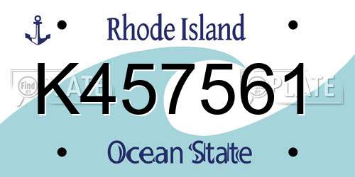K457561 Rhode Island License Plate