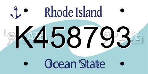 K458793 Rhode Island License Plate
