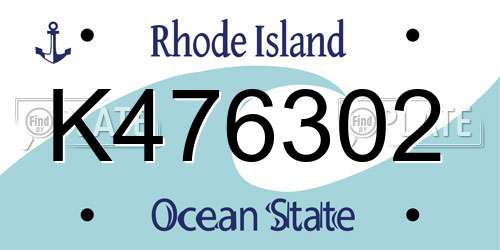 K476302 Rhode Island License Plate