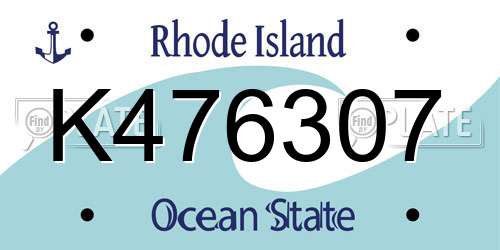 K476307 Rhode Island License Plate