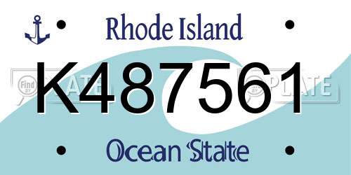 K487561 Rhode Island License Plate