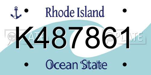 K487861 Rhode Island License Plate
