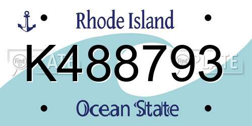K488793 Rhode Island License Plate
