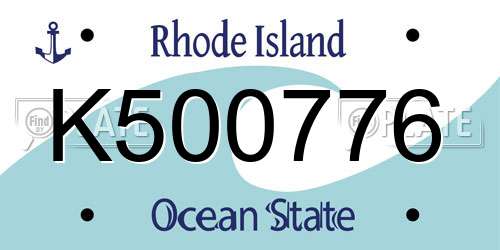 K500776 Rhode Island License Plate
