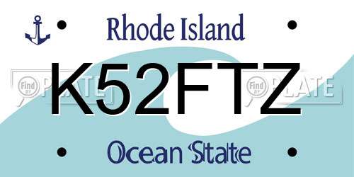 K52FTZ Rhode Island License Plate