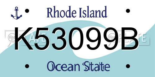 K53099B Rhode Island License Plate