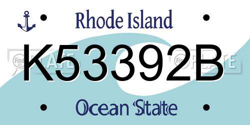 K53392B Rhode Island License Plate