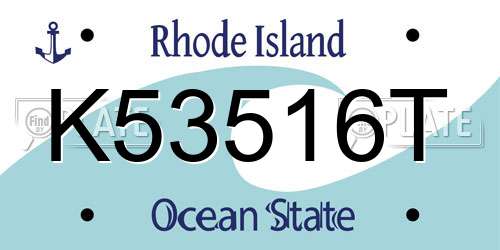 K53516T Rhode Island License Plate
