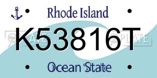K53816T Rhode Island License Plate