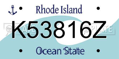 K53816Z Rhode Island License Plate