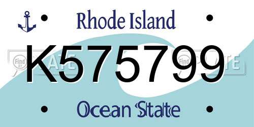 K575799 Rhode Island License Plate
