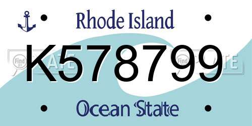 K578799 Rhode Island License Plate