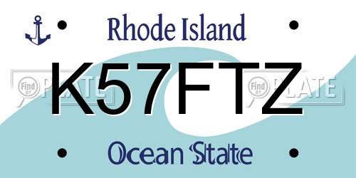 K57FTZ Rhode Island License Plate