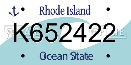 K652422 Rhode Island License Plate
