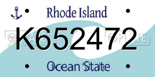 K652472 Rhode Island License Plate