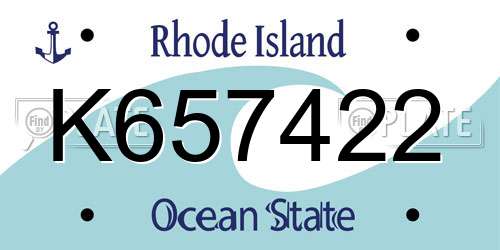 K657422 Rhode Island License Plate