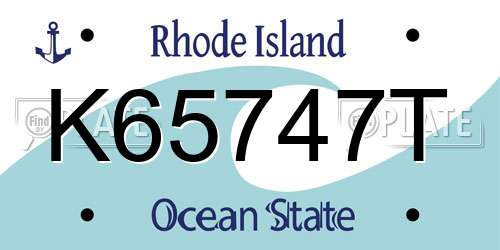 K65747T Rhode Island License Plate