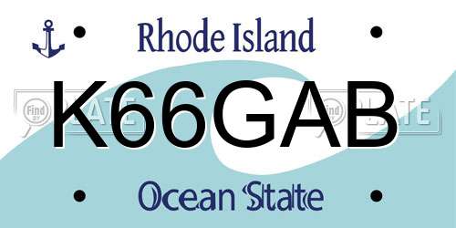 K66GAB Rhode Island License Plate