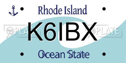 K6IBX Rhode Island License Plate