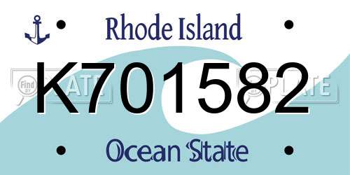 K701582 Rhode Island License Plate