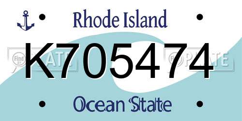 K705474 Rhode Island License Plate