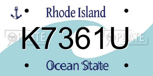 K7361U Rhode Island License Plate