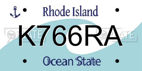 K766RA Rhode Island License Plate