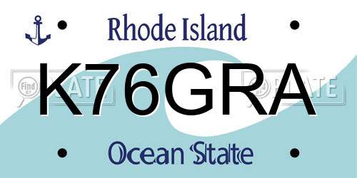 K76GRA Rhode Island License Plate