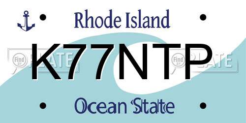 K77NTP Rhode Island License Plate