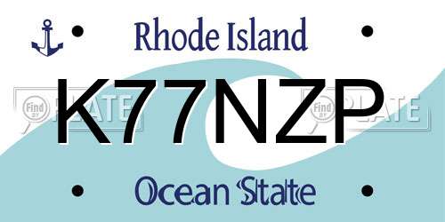 K77NZP Rhode Island License Plate