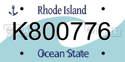 K800776 Rhode Island License Plate