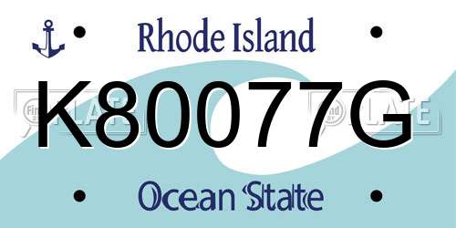 K80077G Rhode Island License Plate