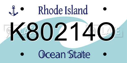 K80214O Rhode Island License Plate
