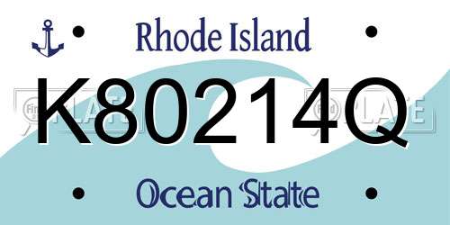 K80214Q Rhode Island License Plate