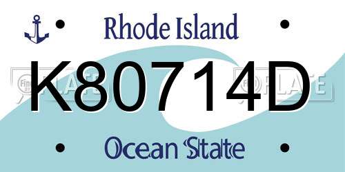 K80714D Rhode Island License Plate