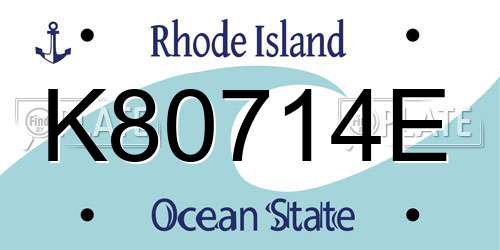 K80714E Rhode Island License Plate