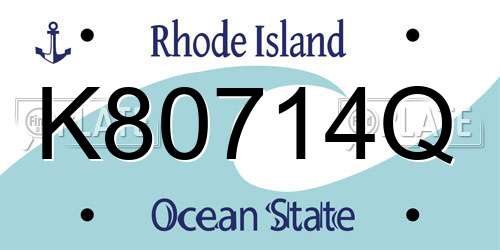 K80714Q Rhode Island License Plate