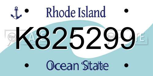 K825299 Rhode Island License Plate