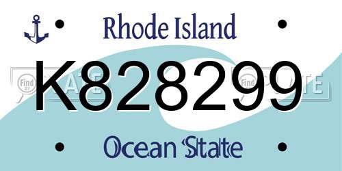 K828299 Rhode Island License Plate