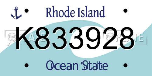 K833928 Rhode Island License Plate