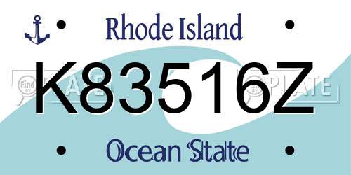 K83516Z Rhode Island License Plate