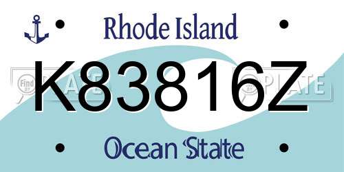 K83816Z Rhode Island License Plate