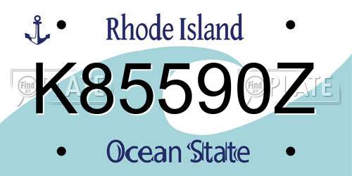K85590Z Rhode Island License Plate