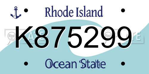 K875299 Rhode Island License Plate