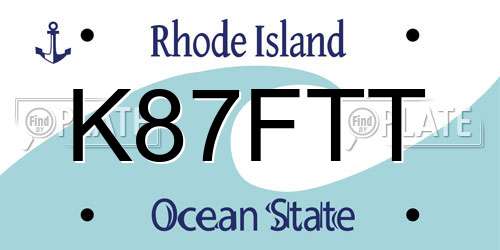 K87FTT Rhode Island License Plate