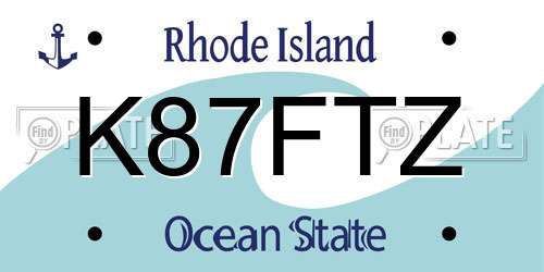 K87FTZ Rhode Island License Plate
