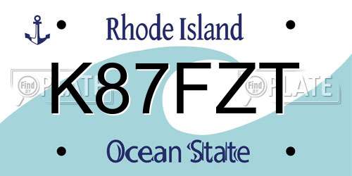 K87FZT Rhode Island License Plate