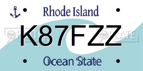 K87FZZ Rhode Island License Plate