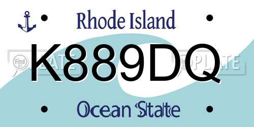 K889DQ Rhode Island License Plate