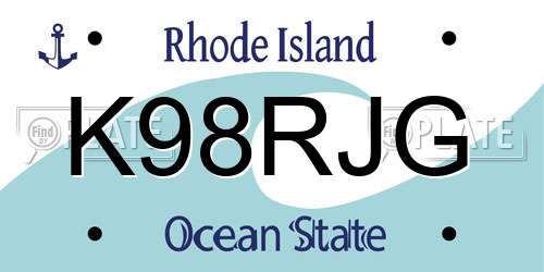 K98RJG Rhode Island License Plate